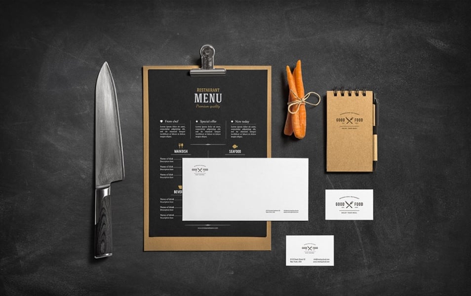 Restaurant Bar Stationery Branding Mockup