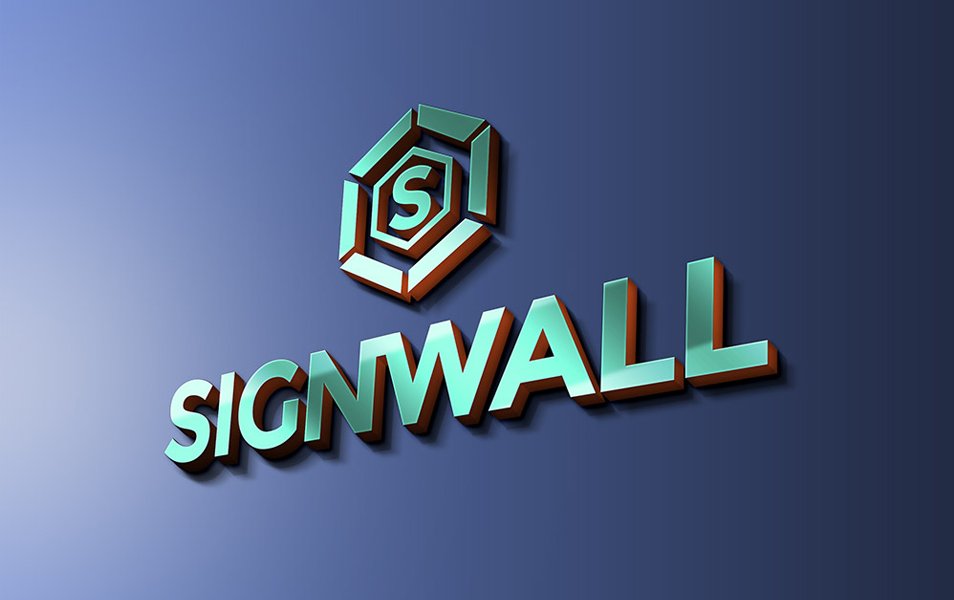 Sign Wall Logo Mockup PSD